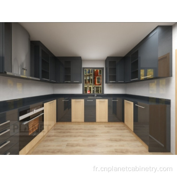 Conception d&#39;armoires de cuisine à bois massif expresso de haute qualité